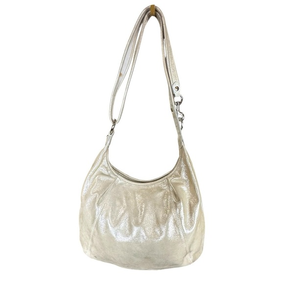 Rare Coach Poppy Metallic Champagne Leather Shoulder Hobo Bag Style 16374 - Picture 3 of 16